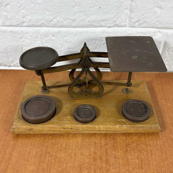 Vintage Brass Postal Scale with Weights