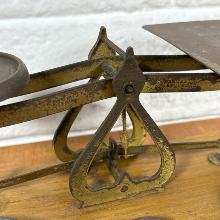 Vintage Brass Postal Scale with Weights - Image 3