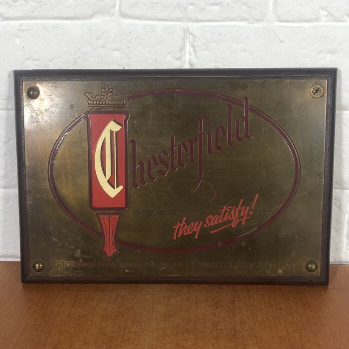 Vintage Brass Chesterfield Plaque on Wood