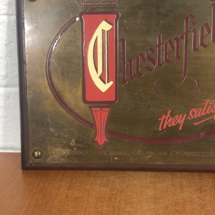 Vintage Brass Chesterfield Plaque on Wood - Image 4