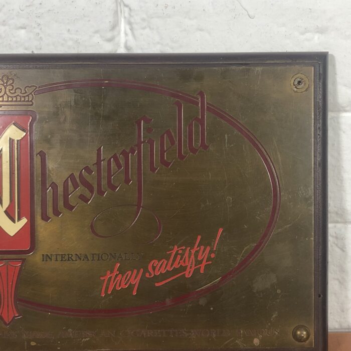 Vintage Brass Chesterfield Plaque on Wood - Image 3
