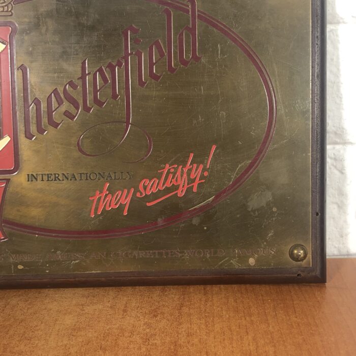 Vintage Brass Chesterfield Plaque on Wood - Image 5