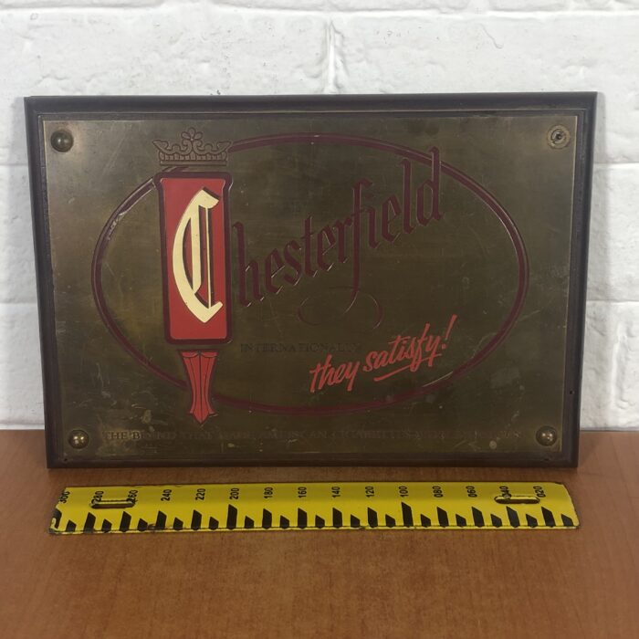 Vintage Brass Chesterfield Plaque on Wood - Image 7