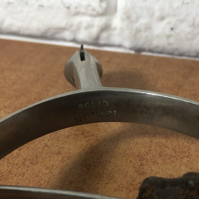 Vintage Nickel & Leather Spurs - Image 6