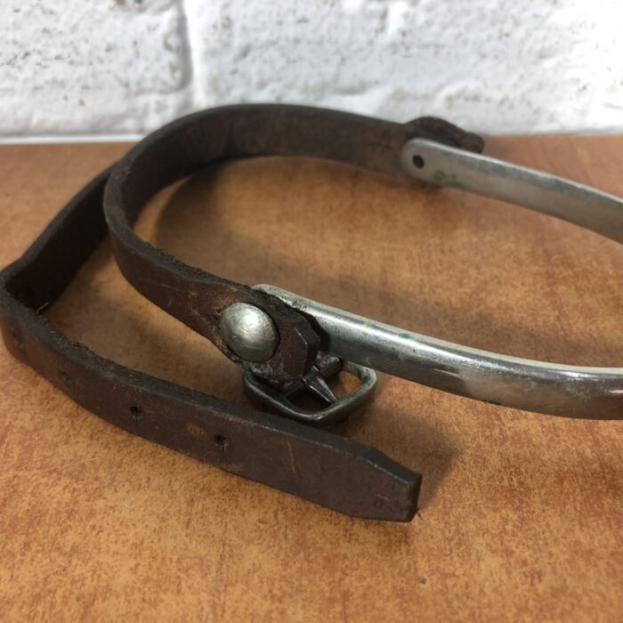 Vintage Nickel & Leather Spurs - Image 2