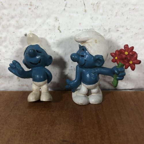Vintage Shy Smurf & Lover Smurf Figurines (Made in West Germany)