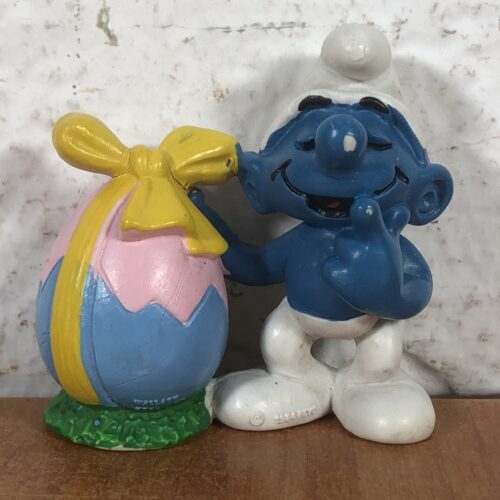 Vintage Easter Egg Smurf Figurine