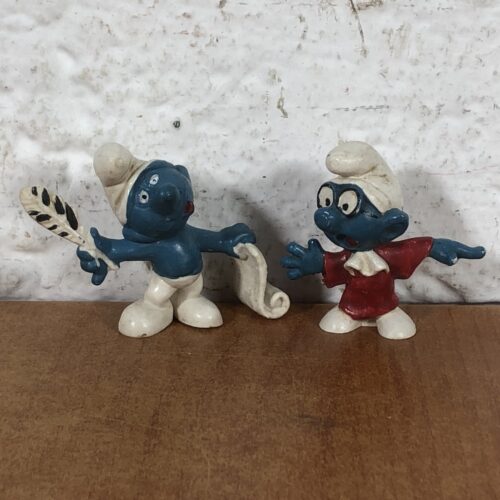 Vintage Poet Smurf & Judge Smurf Figurines (Made in West Germany)