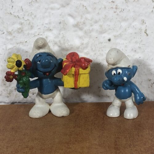 Vintage Gift Smurf Figurine & Crying Smurf Figurine (Made in Hong Kong & West Germany)
