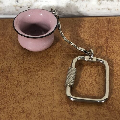 Miniature Vintage Enamel Bedpan Salesman Sample on Keychain