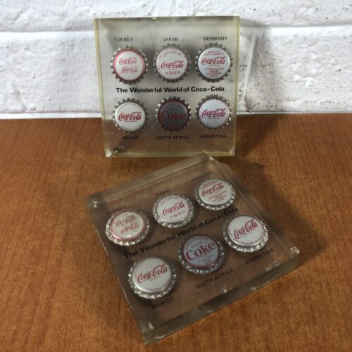 Coca Cola Foreign Bottle Caps Display Paperweights