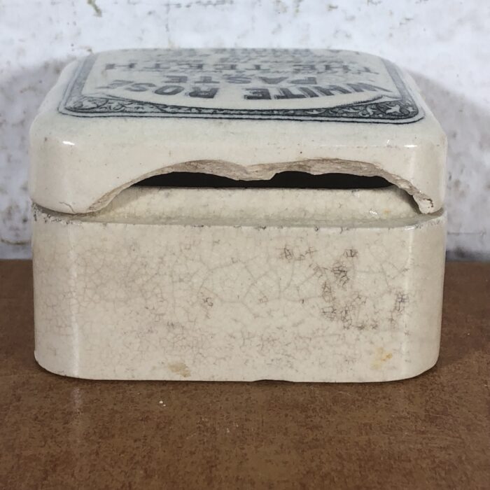 Antique Ceramic White Rose Toothpaste Pot - Image 3