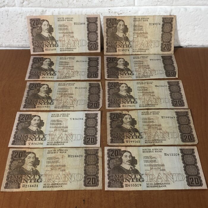 Vintage South African R20 Bank Notes