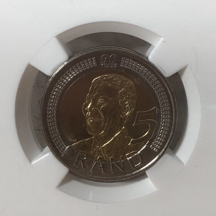 2008 Nelson Mandela 90th Birthday 5 Rand Coin (Graded by MS67 by NGC) - Image 3