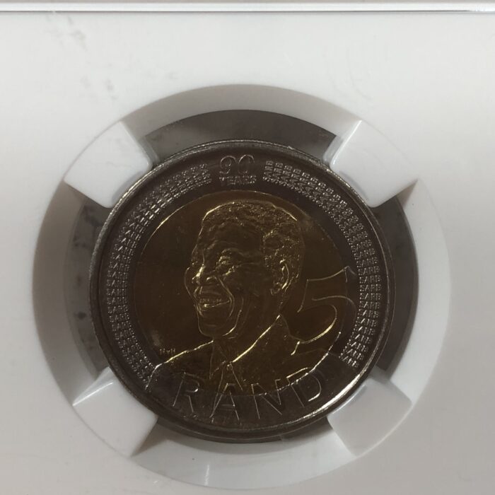 2008 Nelson Mandela 90th Birthday 5 Rand Coin (Graded by MS66 by NGC) - Image 3