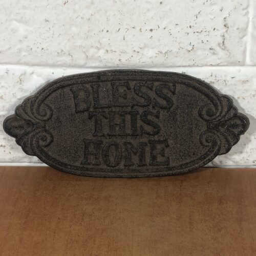 Cast Iron 'Bless This Home' Sign