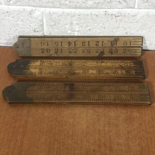 3 Vintage Wooden Folding Rulers