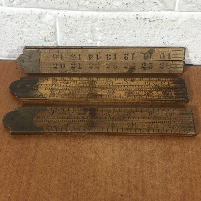 3 Vintage Wooden Folding Rulers
