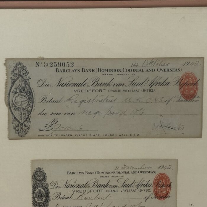 Framed Vintage 1940s Barclays Bank Cheques - Image 2