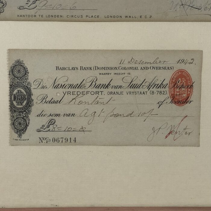 Framed Vintage 1940s Barclays Bank Cheques - Image 5