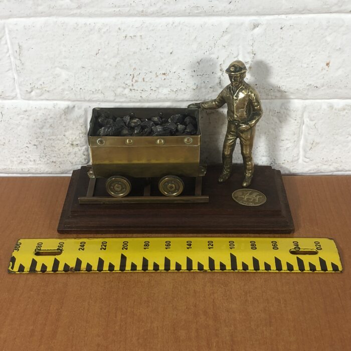Vintage Brass Welsh Miner & Coal Cart Statuette - Image 12
