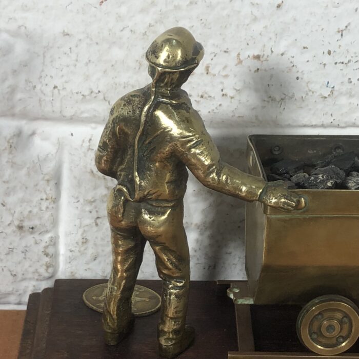 Vintage Brass Welsh Miner & Coal Cart Statuette - Image 10