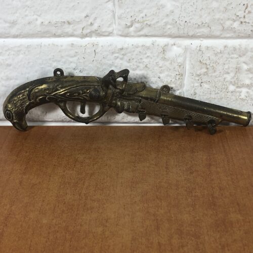 Vintage Brass Flintlock Pistol Themed Key Holder