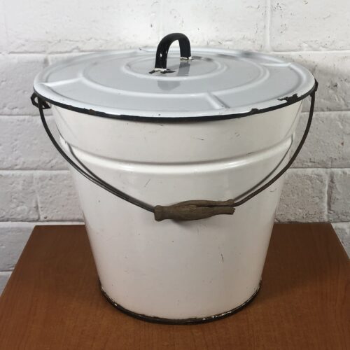 Vintage White Enamel Bucket