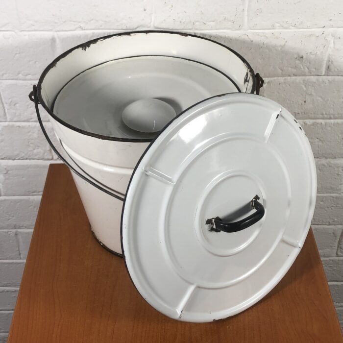Vintage White Enamel Bucket - Image 2