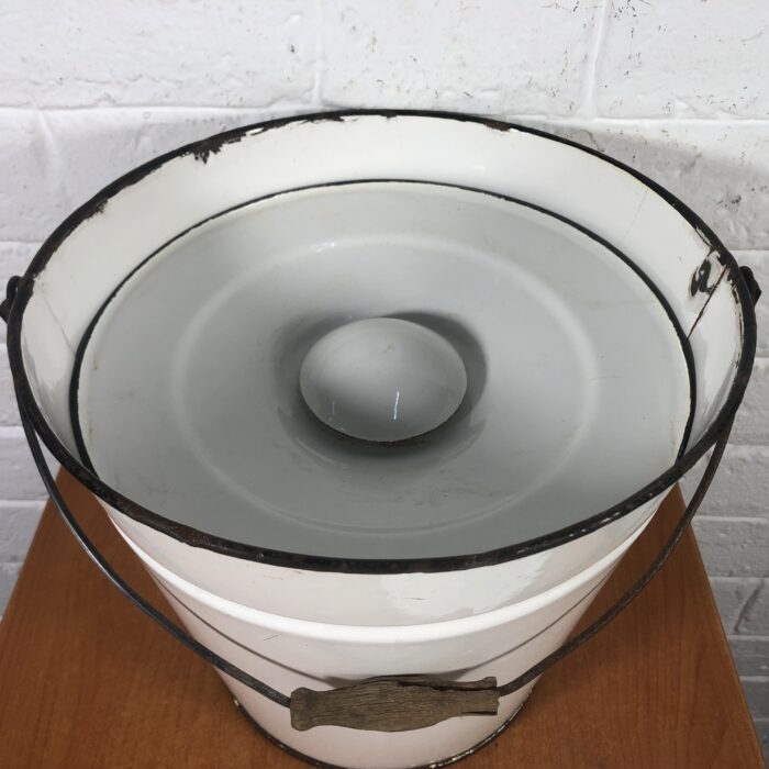 Vintage White Enamel Bucket - Image 3