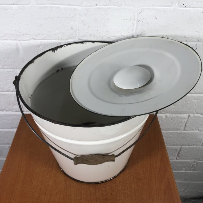 Vintage White Enamel Bucket - Image 4