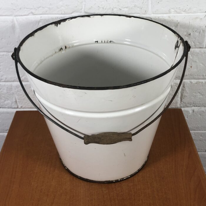 Vintage White Enamel Bucket - Image 6