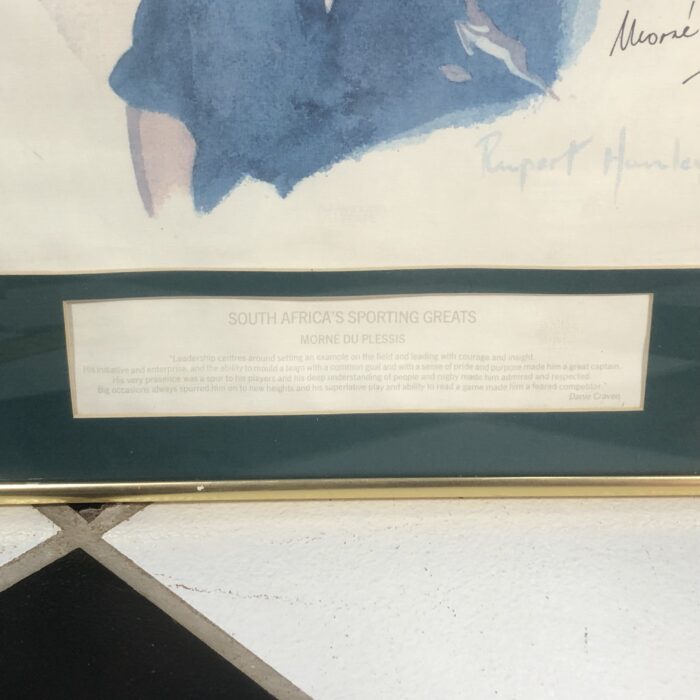 Framed Painting of Springbok Rugby Player Morne du Plessis (by Rupert Hanley) - Image 7