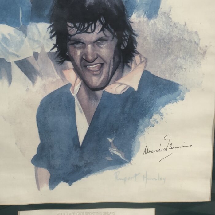Framed Painting of Springbok Rugby Player Morne du Plessis (by Rupert Hanley) - Image 3