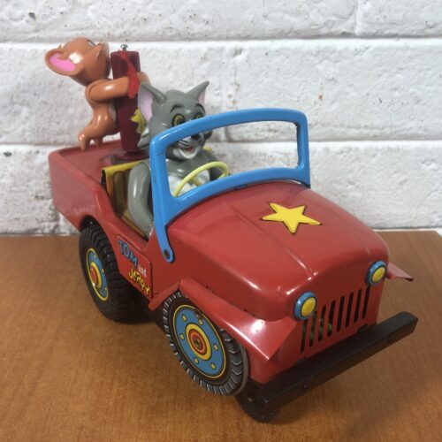 RARE Vintage 1960s Tom & Jerry Tin Toy Jeep Model (Made in Japan)