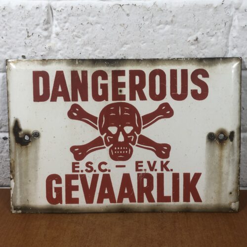 Vintage Enamel Danger Sign
