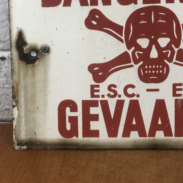 Vintage Enamel Danger Sign - Image 3