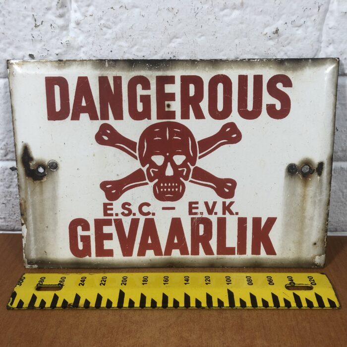 Vintage Enamel Danger Sign - Image 8