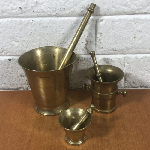 Collection of Vintage Brass Mortar & Pestles