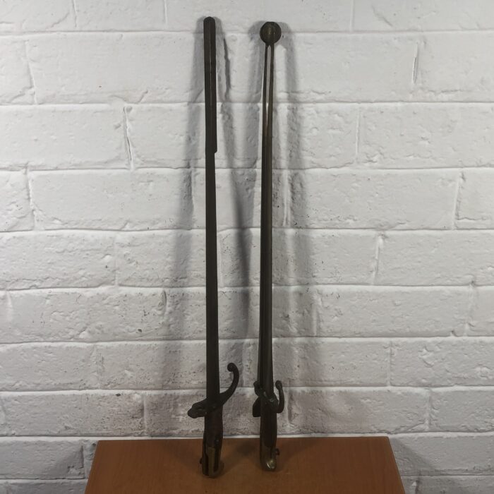 RARE Antique 1880s Pair of French Bayonet Fire Irons