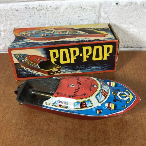 Vintage Tin Toy Pop Pop Boat (Made in Brazil)