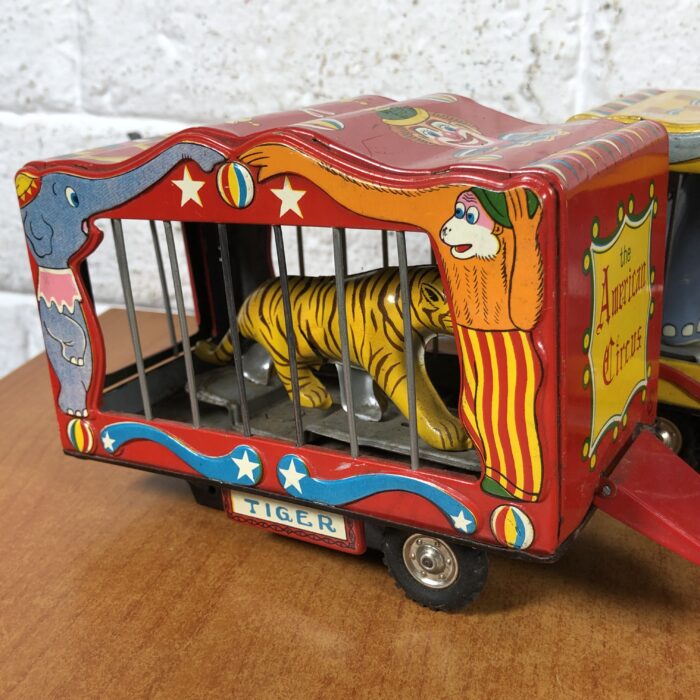Vintage Tin Toy American Circus Tiger & Elephant Trailers (Made in Japan) - Image 2