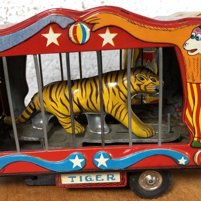 Vintage Tin Toy American Circus Tiger & Elephant Trailers (Made in Japan) - Image 3