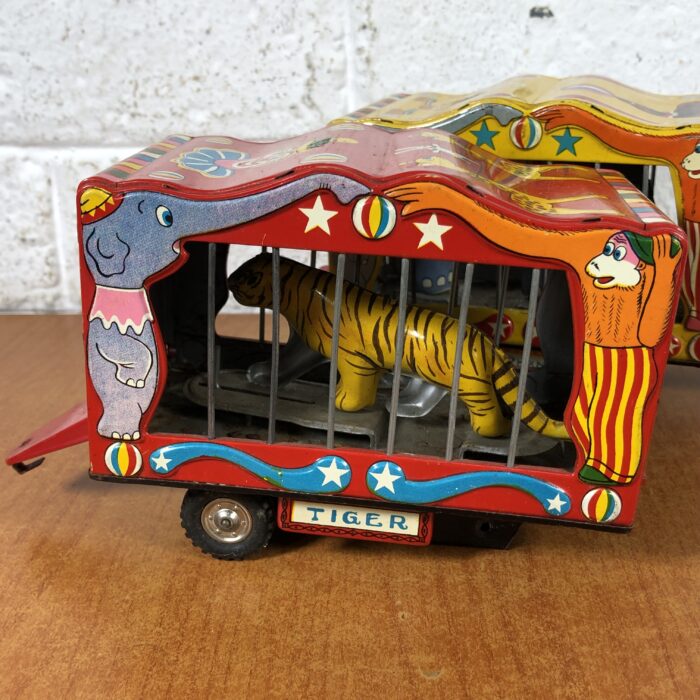 Vintage Tin Toy American Circus Tiger & Elephant Trailers (Made in Japan) - Image 6