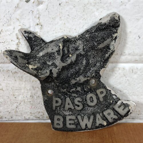Vintage Cast Aluminium 'Beware of the Dog' Sign