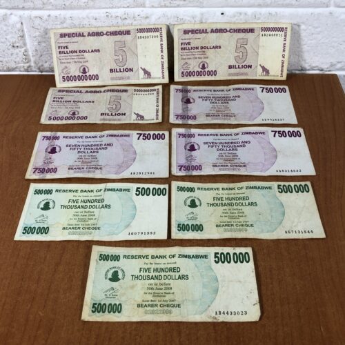 Vintage Zimbabwean Bank Notes (Up to 5 Billion Dollars)