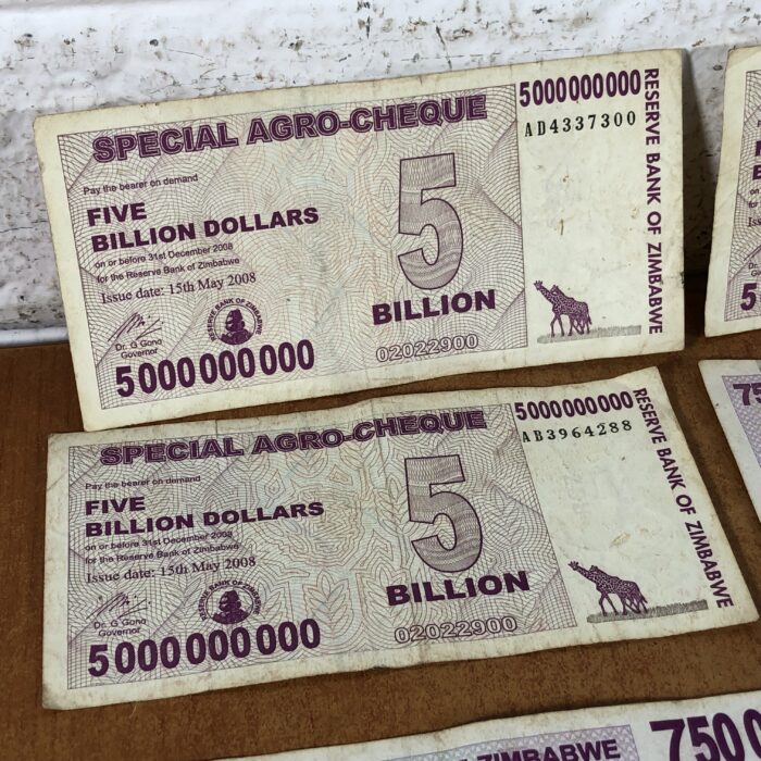 Vintage Zimbabwean Bank Notes (Up to 5 Billion Dollars) - Image 2