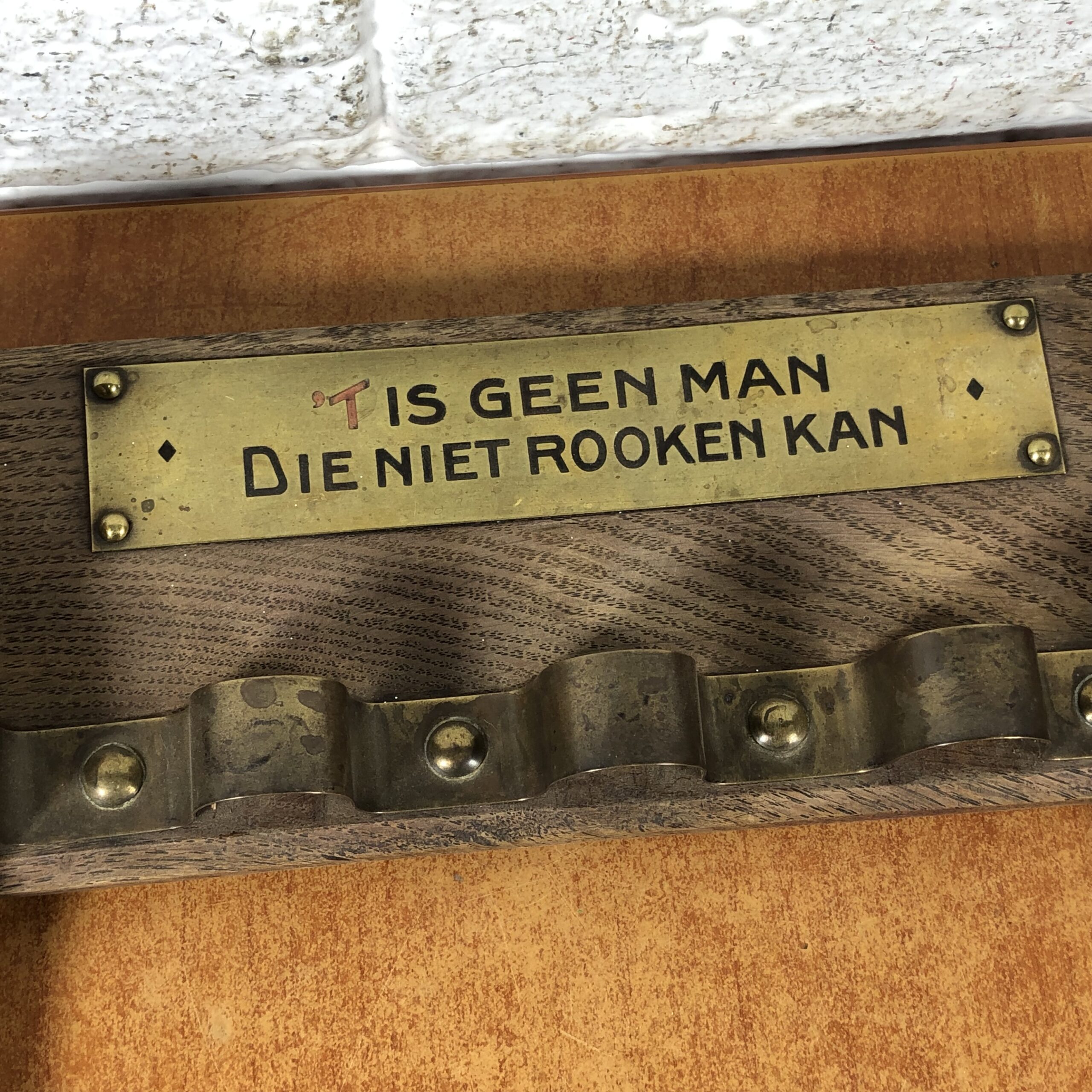 Vintage Dutch Wooden Pipe Rack with 2 Tobacco Pipes - Image 3