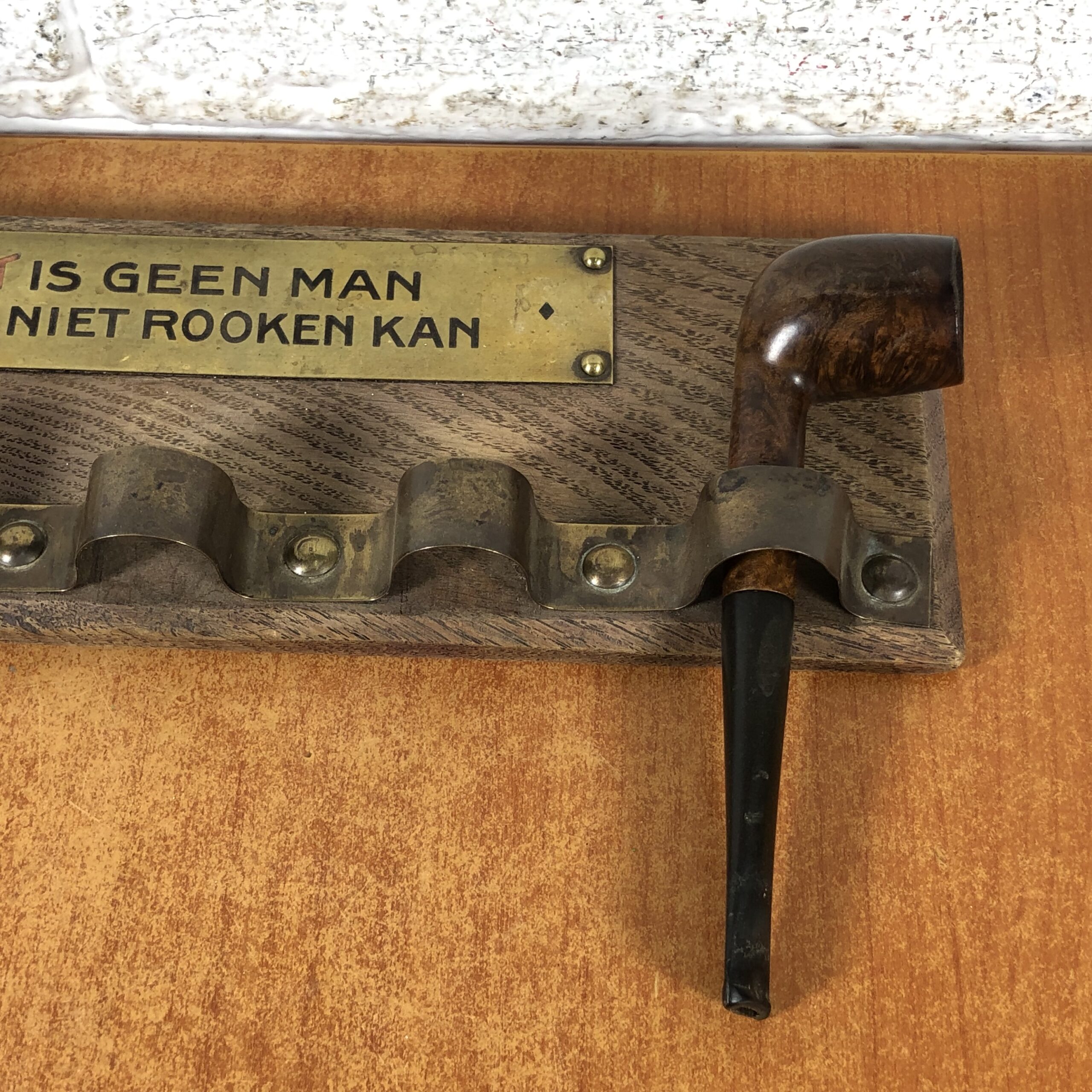 Vintage Dutch Wooden Pipe Rack with 2 Tobacco Pipes - Image 4