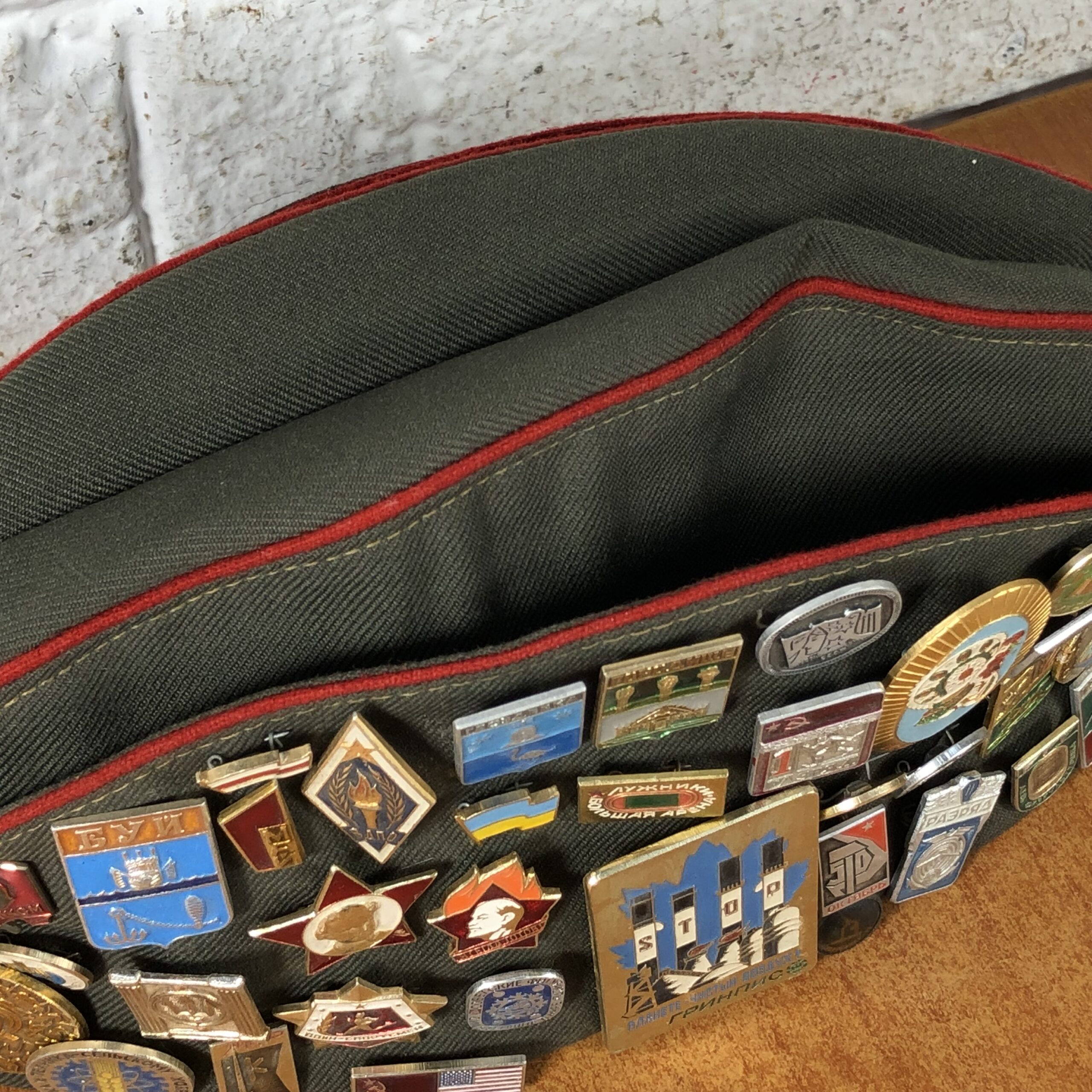 Vintage Soviet Union USSR Russian Military Pilotka with Badges - Image 6